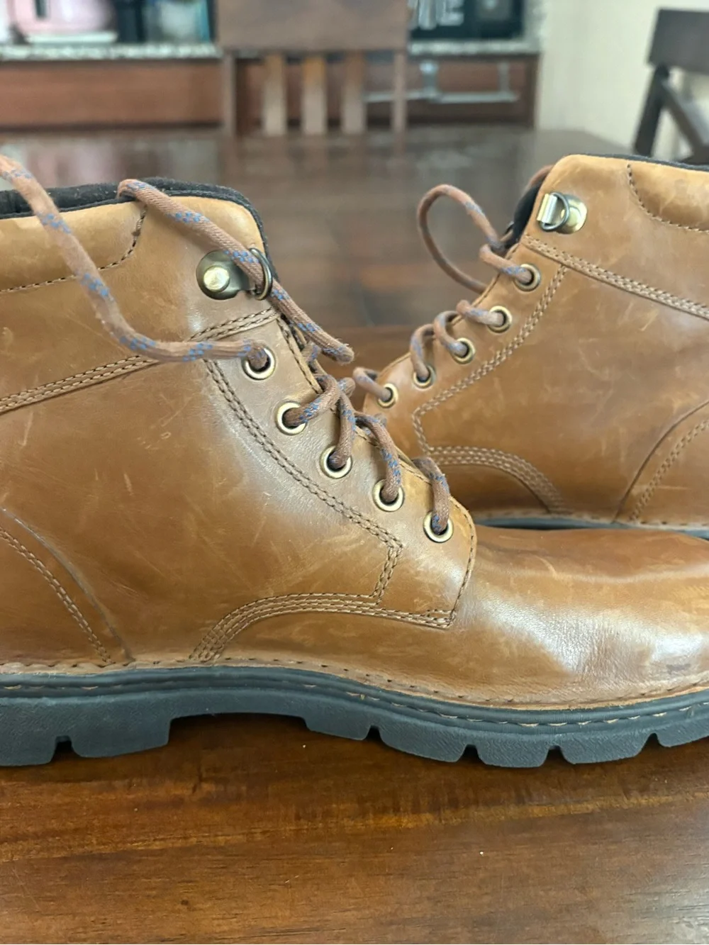 Men's Rockport Tan Leather Lace-Up Work Boots